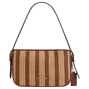 COACH Kaylee Adjustable Strap Pebbled Leather Shoulder Bag for Women, Medium Size, Mahogany
