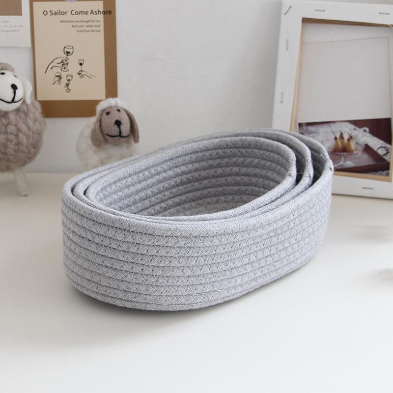 Woven Nordic Rope Storage Baskets - Organize Boxes, Desktop Sundries, Key, Cosmetics - Natural Fiber - For Home & Office - Perfect Gift for Housewarming & Organization Enthusiasts - Room Organization Products