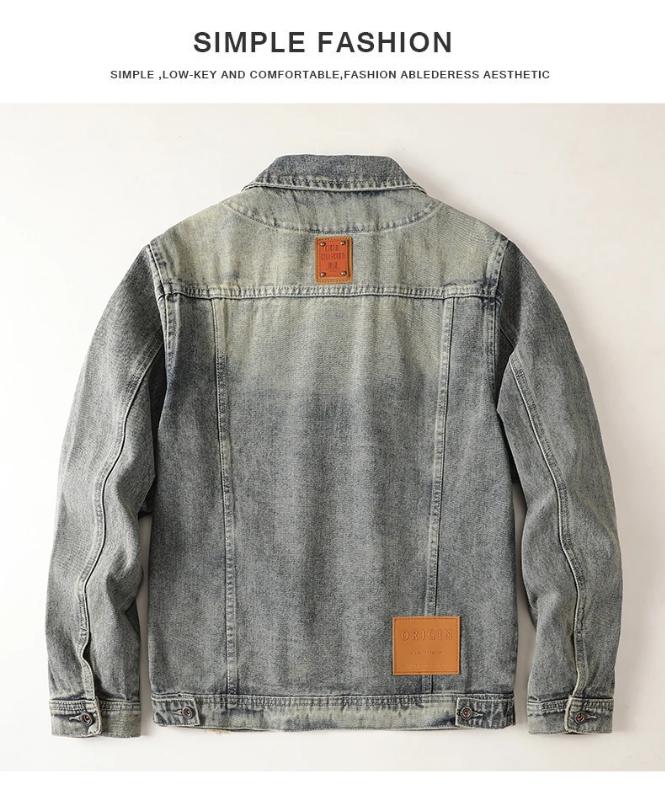 Kyn Apparel Spring and Autumn Casual Jacket Men's American Retro Top Multiple Pockets Ripped Splicing Cowboy Coat Korean Fashion