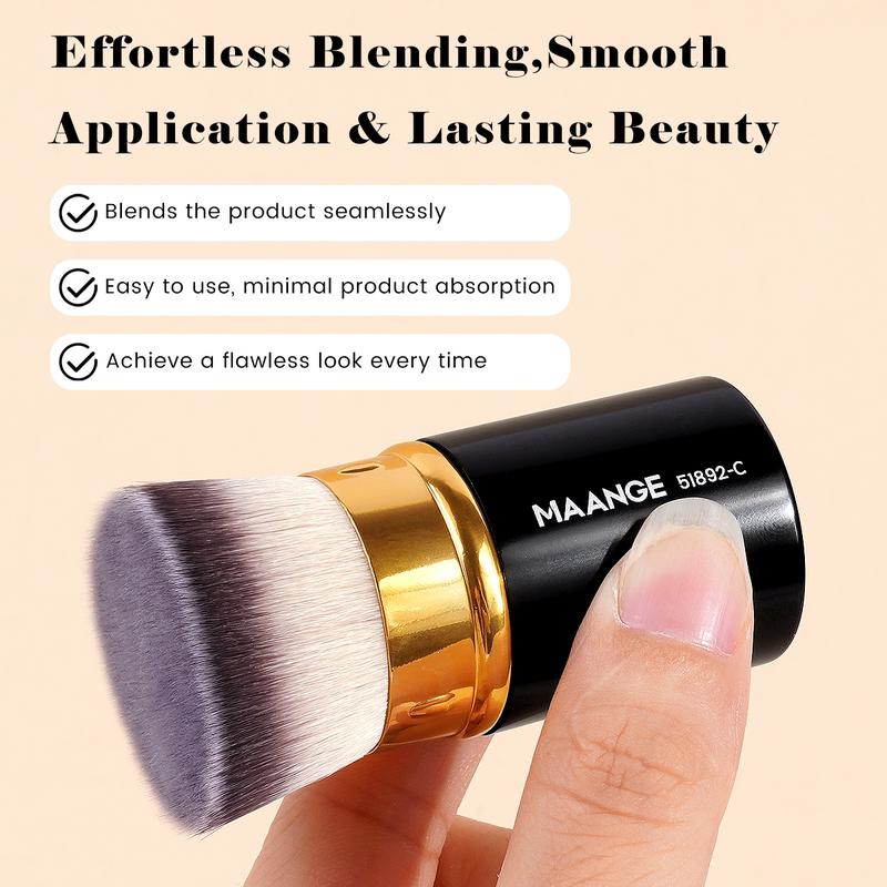 Flat Top Retractable Makeup Brush, Makeup Brush for Foundation Liquid Makeup, Powder, Cream and Blush, Cosmetic Brushes, Professional Makeup Tools for Women, Beauty Travel Brush Flat Top Retractable Makeup Brush, Makeup Brush for Foundation Liquid Makeup, Powder, Cream and Blush, Cosmetic Brushes, Professional Makeup Tools for Women, Beauty Travel Brush