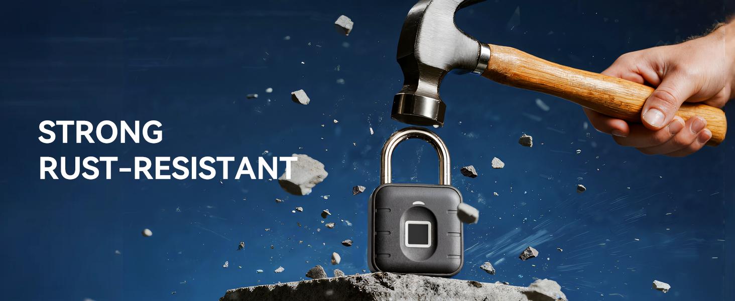 Padlock, Locker Lock, Gym Lock with TUYA App, IP67 Waterproof, 10 Fingerprints, Stainless Shackle for School Locker, Fence, Gym Locker & Gatres Padlock, Locker Lock, Gym Lock with TUYA App, IP67 Waterproof, 10 Fingerprints, Stainless Shackle for School Locker, Fence, Gym Locker & Gatres