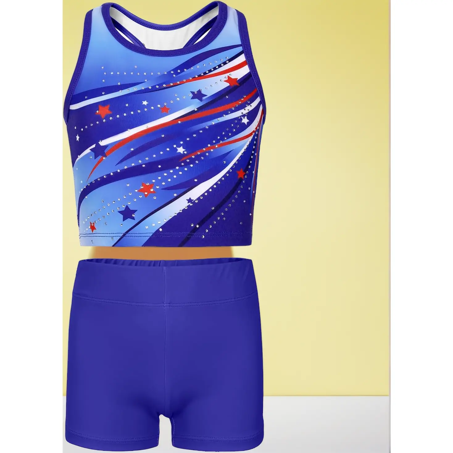 Girls' Fitted Sleeveless Gymnastics Leotards With Shorts, Tumbling Dance Activewear Unitards