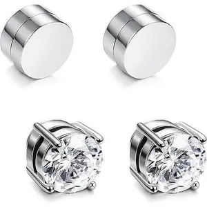 【2026 Magnetic Stud Earrings】Stainless Steel Magnetic Stud Earrings for Men Women Non-piercing CZ Hypoallergenic 6/8MM