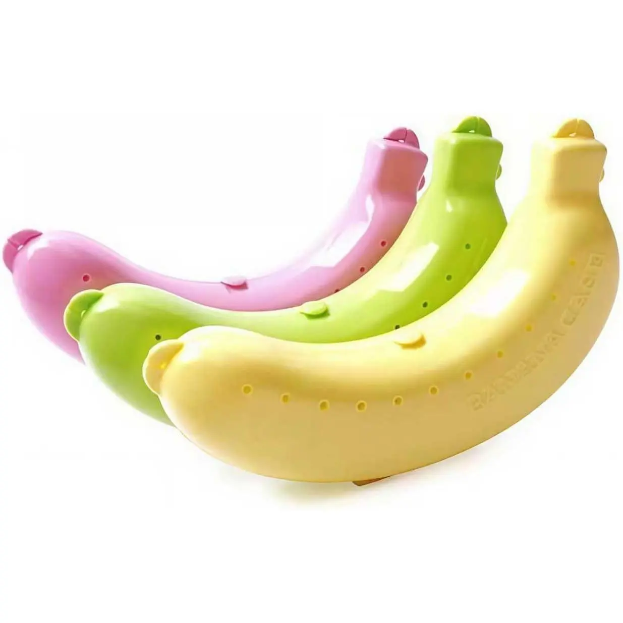 3 count Banana Storage  Outdoor Travel Case,Keep  Banana Keeper and Protector, Cute Banana Carrier Storage Box for Picnic Camping, Containers(Yellow,,Green)