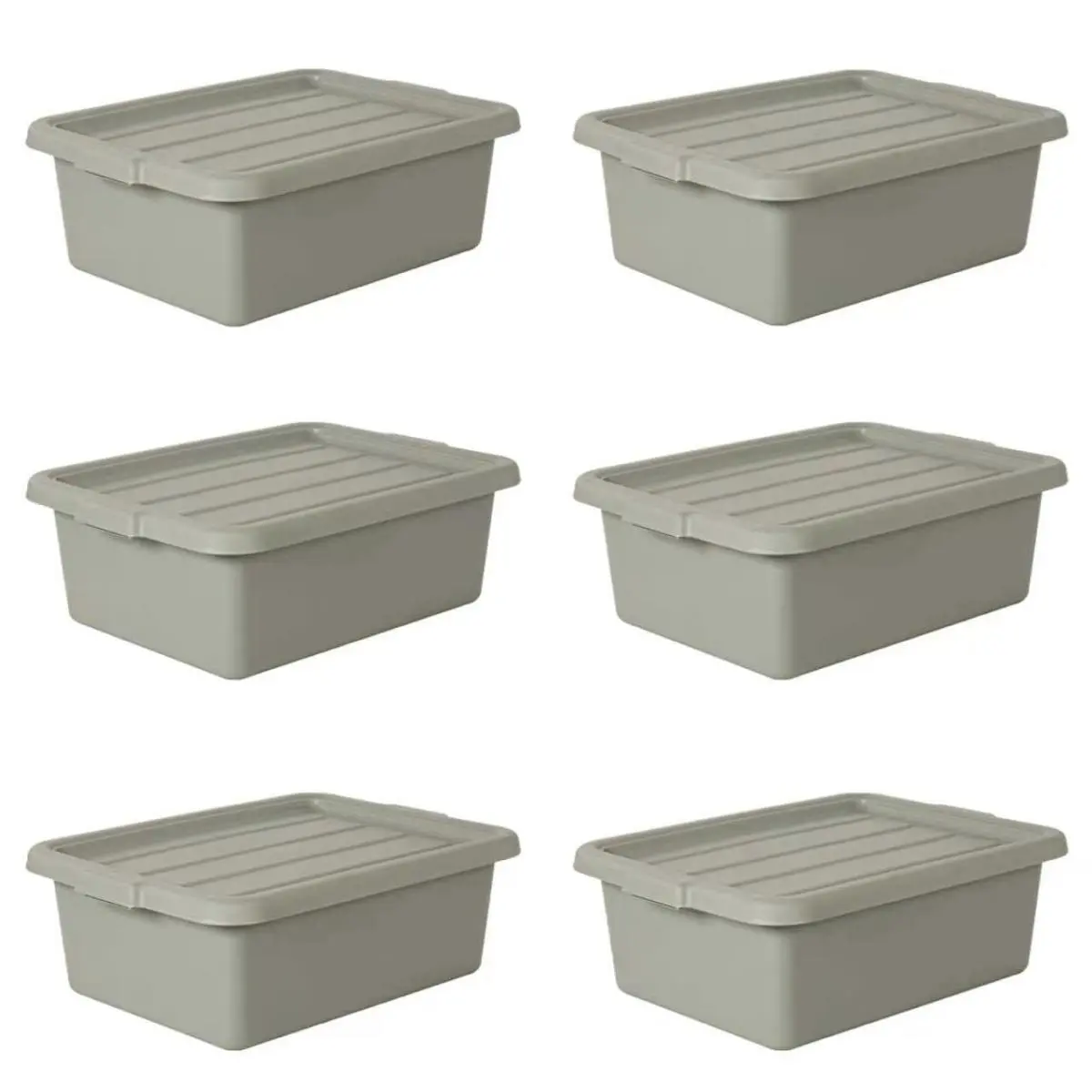 Gray Rectangular 35L Food Grade PP Plastic Bus Tub 21.6"L*16.14"W*7"H, 6 Pack Heavy Duty Commercial Storage Container with Lids, Stackable Freezer-Safe Meat Lug for Restaurant Kitchen Prep & Dishwashing