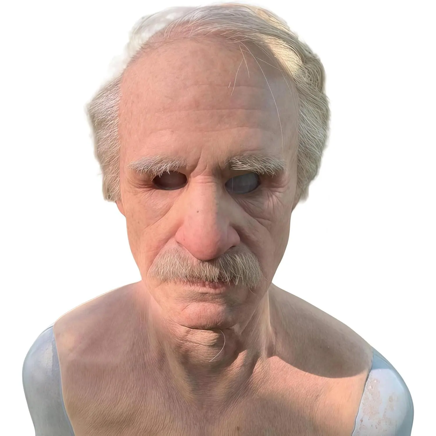 Realistic Full-Head Latex Old Man Face Mask with Ventilation Holes & Wrinkles-Sagging, Halloween Party Costume Accessory (A)