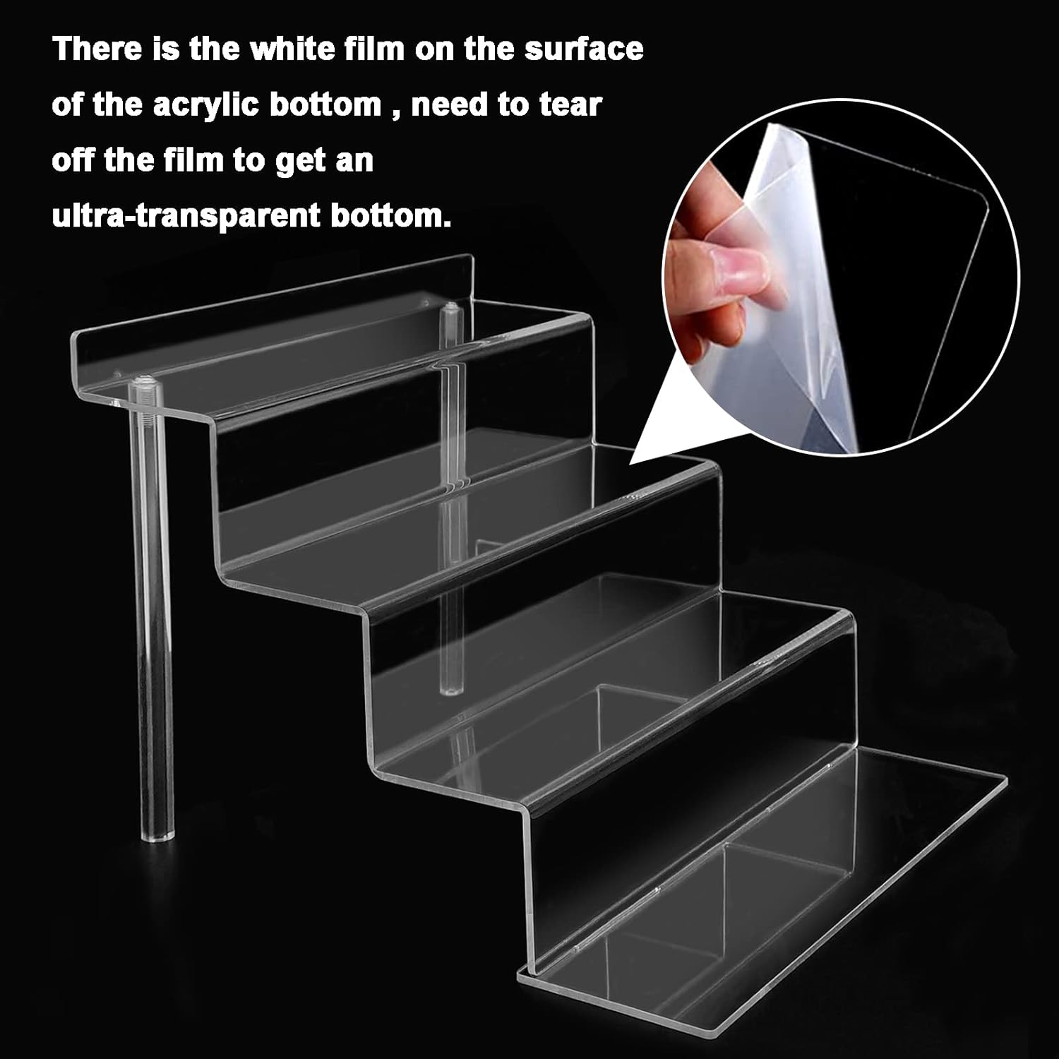 4 Tier 9"  Riser Display Shelf - 2 Sets Clear Organizer for Perfume,  POP, Decoration and Collection Stand