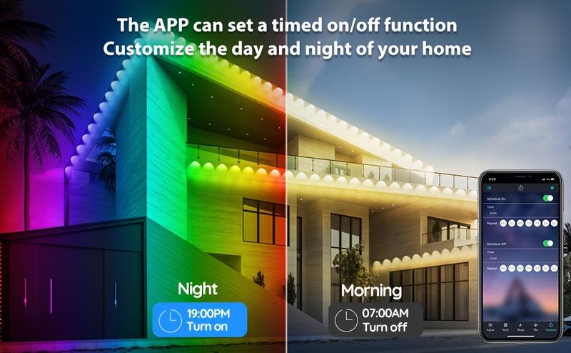 500 Feet, 250 Bulbs IP67 Waterproof RGB Outdoor LED Permanent Light, Comes with App and Remote Control, Best Choice for Party, Valentine's Day Decoration, Garden and Gift for Boyfriend or Girlfriend, Patio Outdoor Light, Mutovlin,