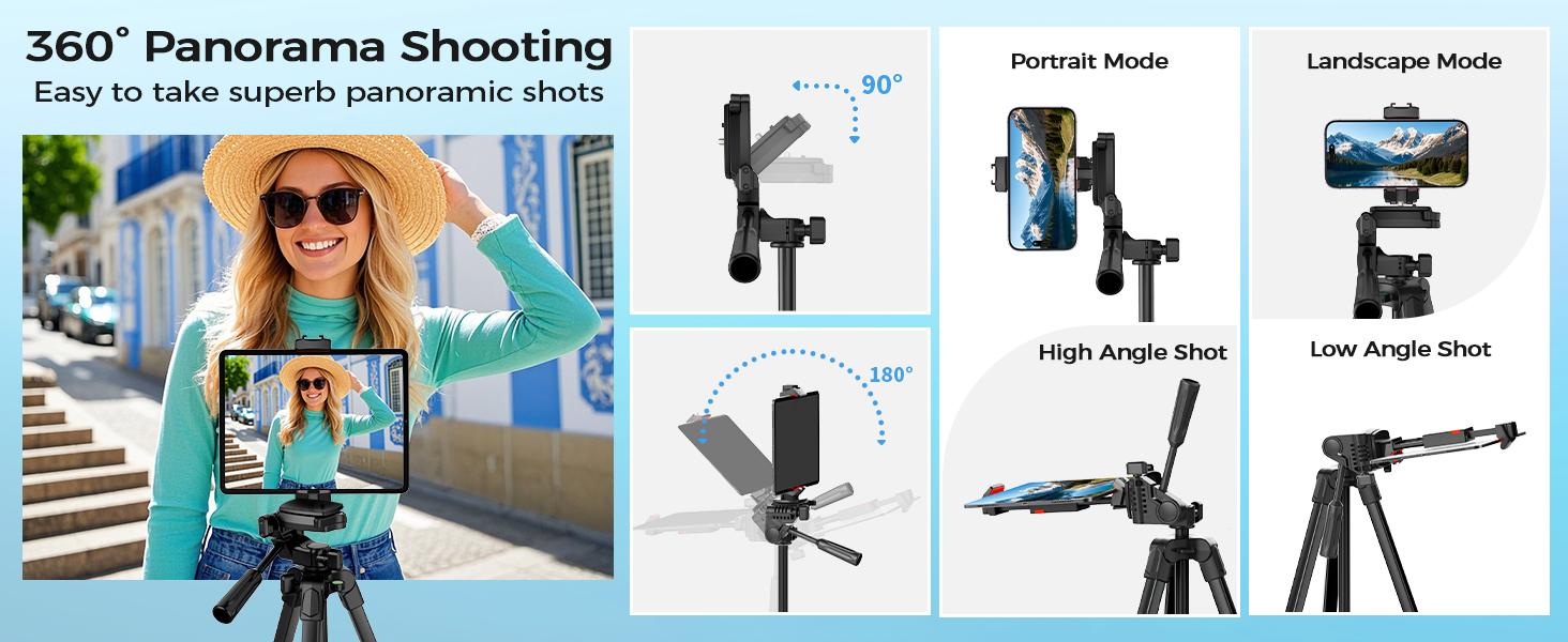 iPhone iPad Tripod Stand, 67" Phone Tripod for iPad Tablet Camera with 2 in1 Holder Remote Carry Bag, Aluminum Extendable iPhone Stand for Video Recording/Selfies/Live Stream/Vlogging