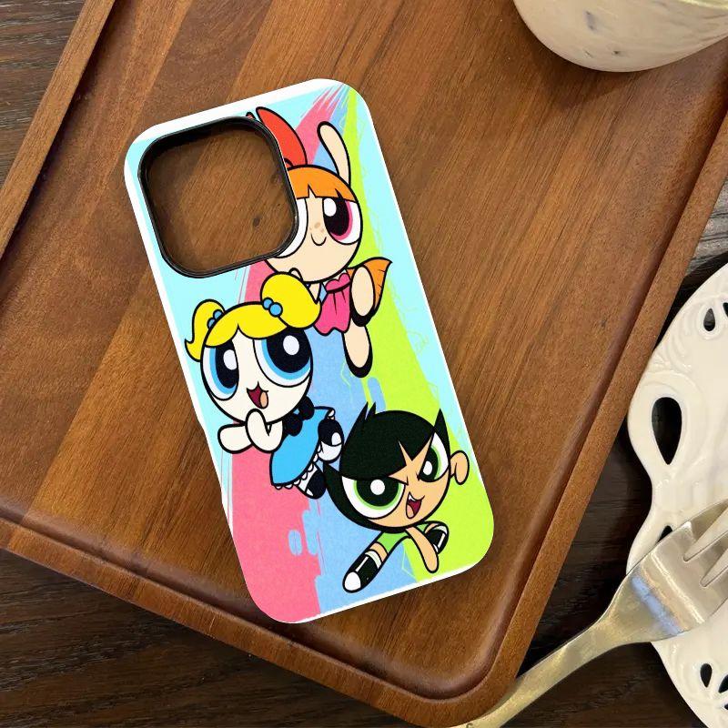 Cool & Cute "Powerpuff Girls" Puzzle-Patterned Film-Style Phone Case — Compatible with iPhone 17/16/15/14/13/12 — Drop-Resistant Hard Case with HD Printing & Durable Protection