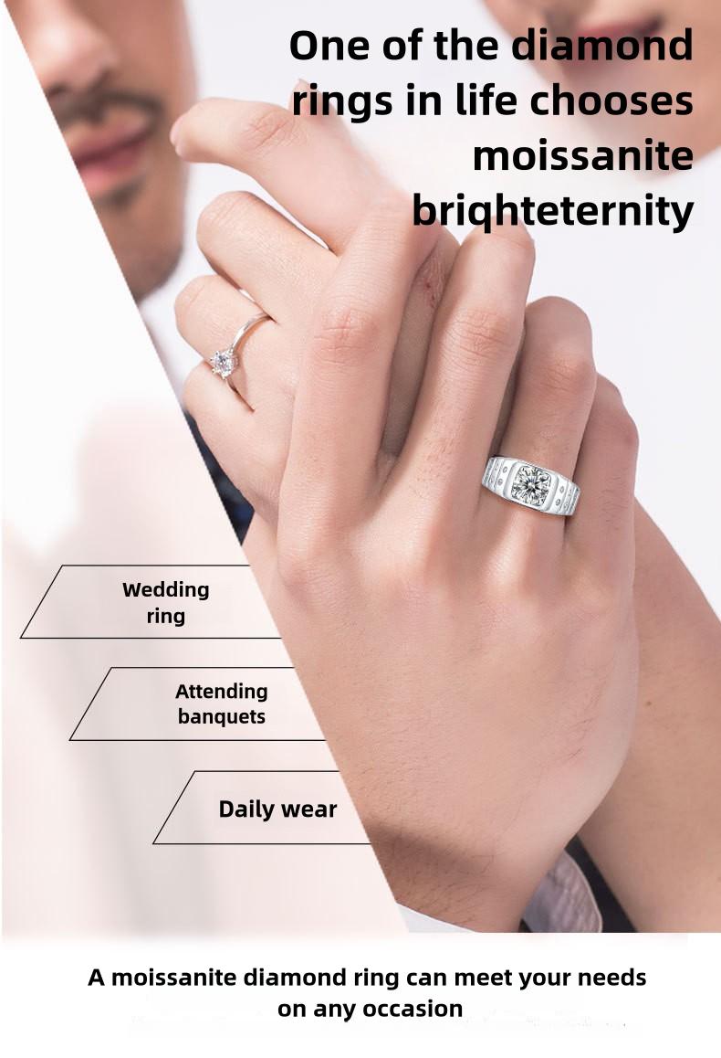 [Sparkling Allure] 0.5/1/2/3/5 Carats Solitaire Synthetic Moissanite Rings for Women 925 Sterling Silver Rings with 18K White Gold Plated Shiny Lab Create Diamond Promise Wedding Rings Birthday Anniversary Party Gifts