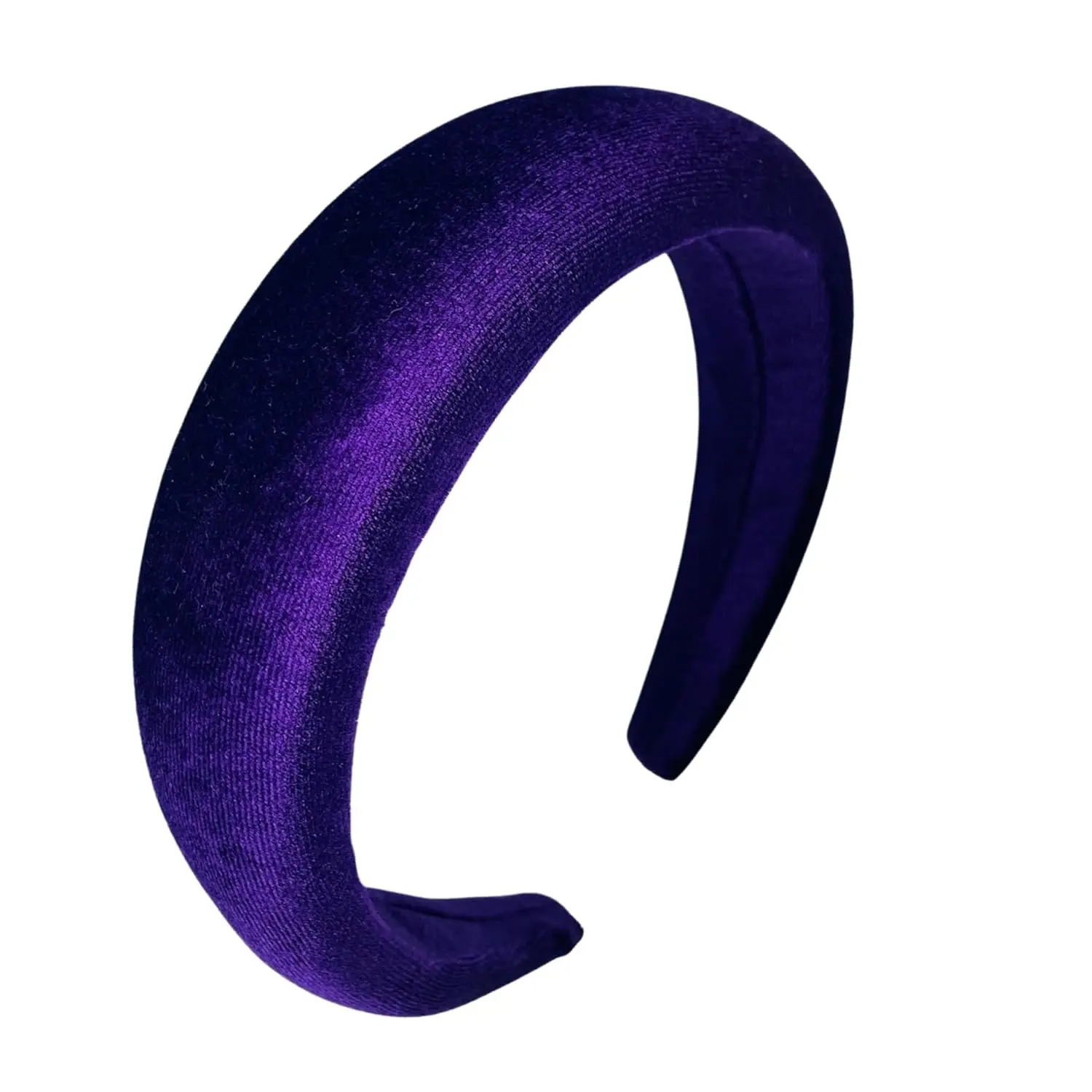 velvet padded headband wide puffy headbands for women girls vintage sponge hair band trendy and cute hair accessories (Violet)