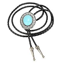 Besteel 4Pcs Bolo Tie for Men Western Cowboy Natural Tiger Eye Leather Necktie Halloween Costume Accessories for Men Women Belt Buckle Necklace Gothic Vintage Dragonfly Adjustable Star Necklace