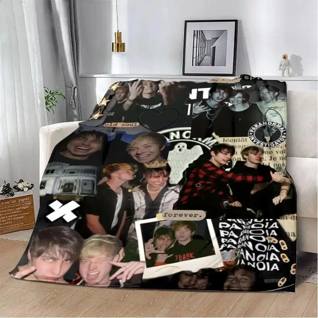 Sam and Colby XPLR Inspired Printed Flannel Blanket, Creator Fan Theme Sublimation Throw Blanket, Soft Cozy Warm Cover for Home Travel Sofa Bed Decor, Gift Blanket for Adults Kids Fans, Cooling Blanket, Blankets Bedding