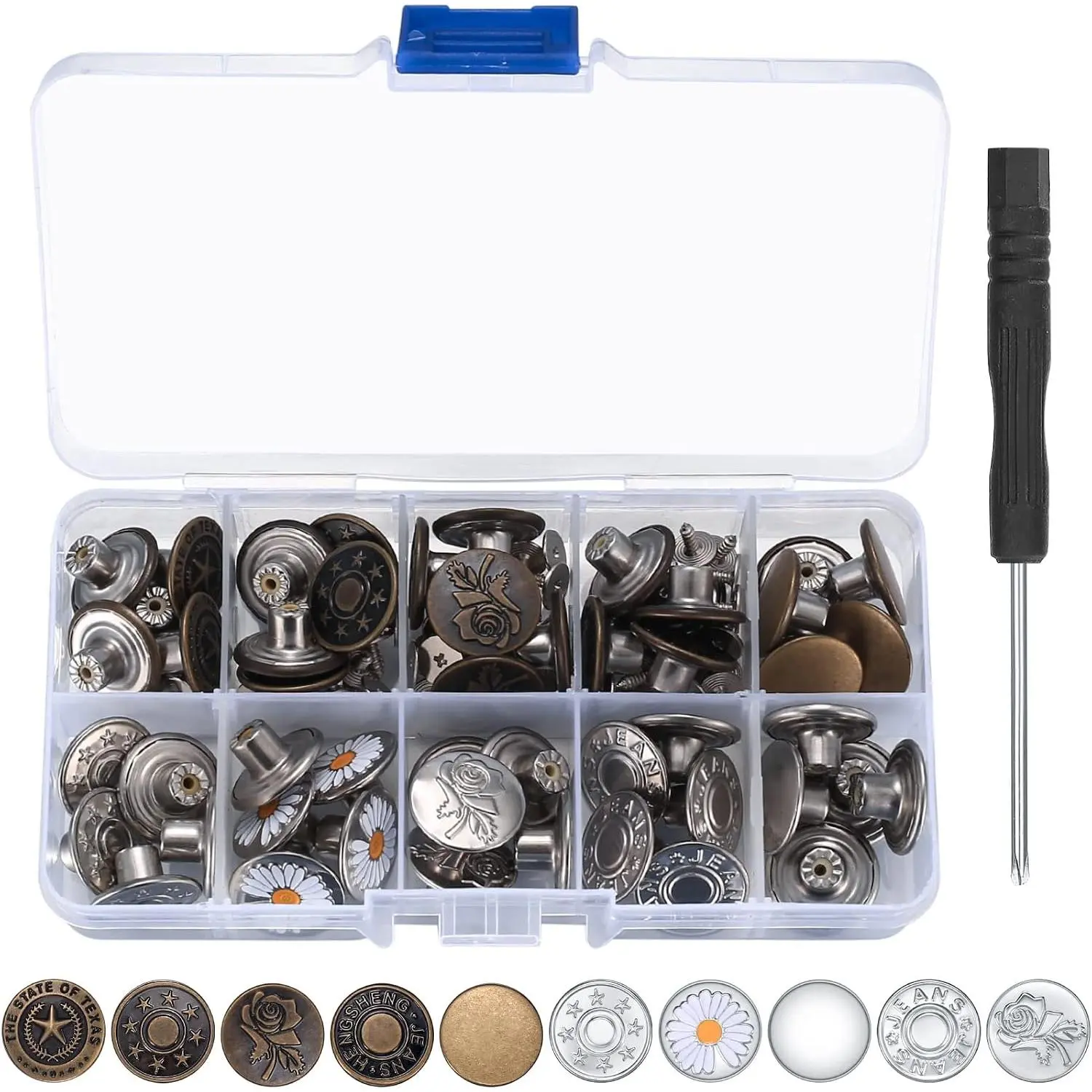50 count Jean Buttons  No Sew,17mm  Jeans Pants Buttons