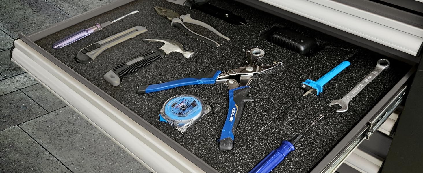 Tool Box Foam 48x16x2 inch 1PC, Foam Inserts for, Polyethylene Sheets for Toolbox Hard Case, Tool Shadow Insert, Kaizen Organizer Sheet, Black with Red