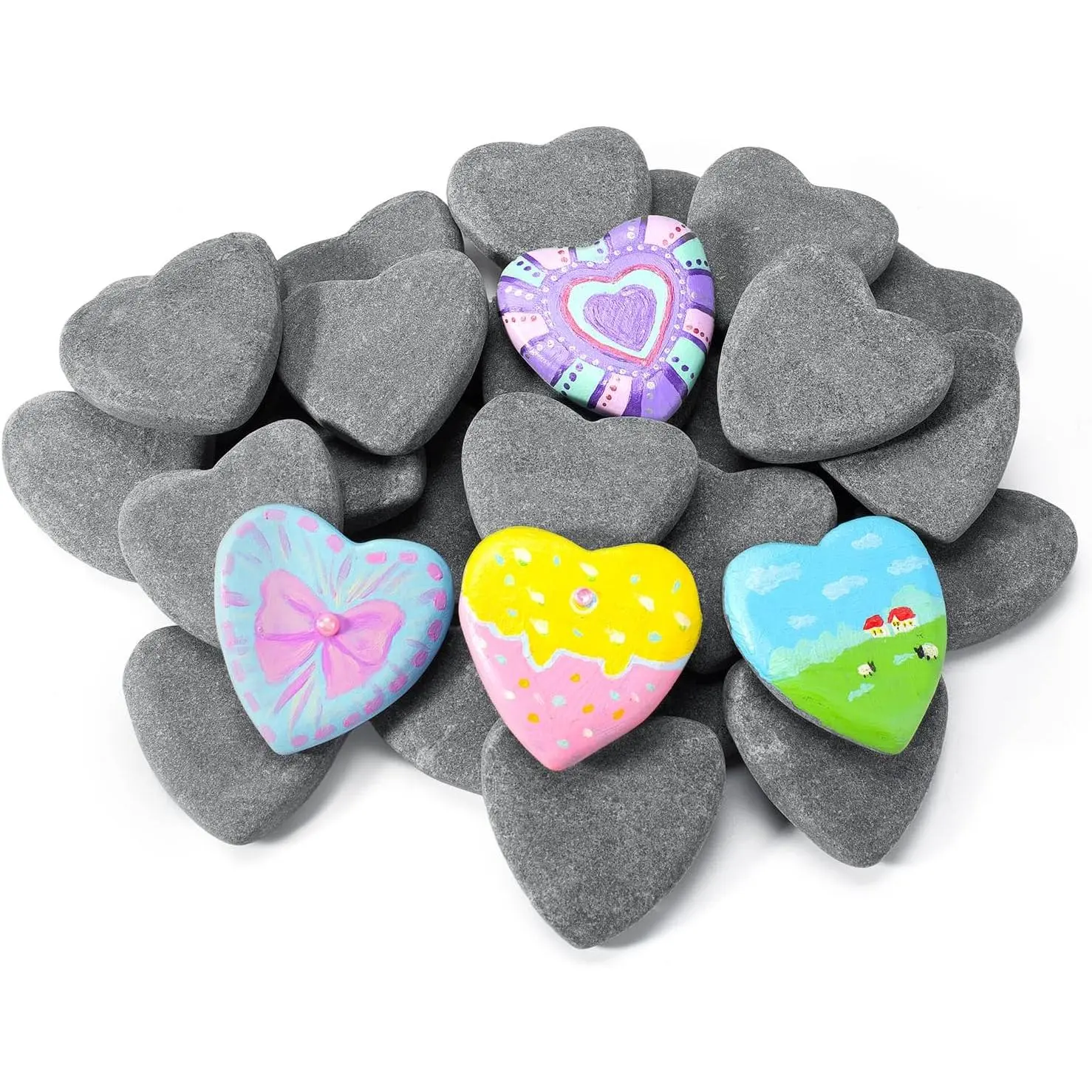 15 count Heart-Shaped Rocks for Painting, 2in Valentine's Day Heart Stones,  River Rocks to , Flat Painting Rocks, Smooth Rocks for Crafts, Stones for Girls DIY, Kindness Rocks