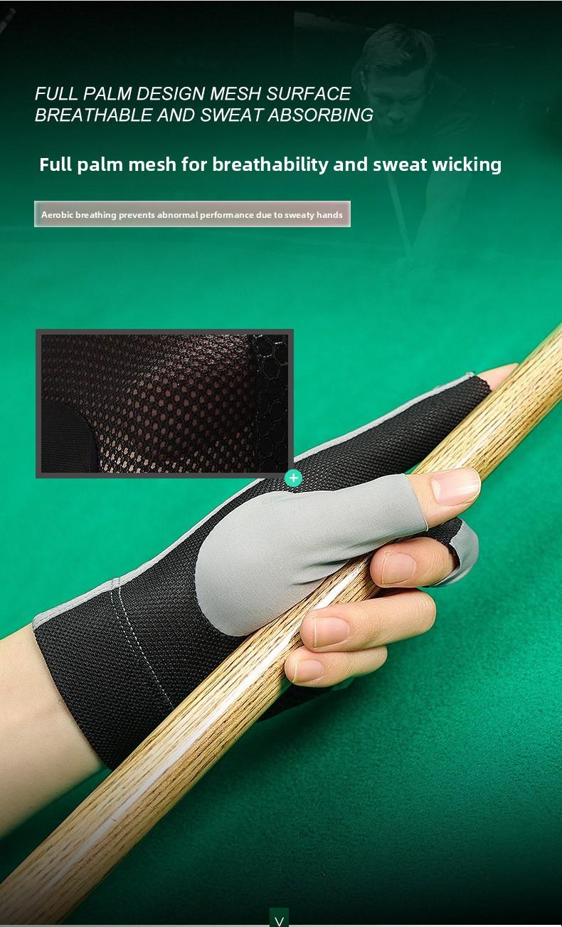 Professional billiard gloves, lightweight and breathable, three-finger open-finger gloves, snooker table ball non-slip gloves, single piece