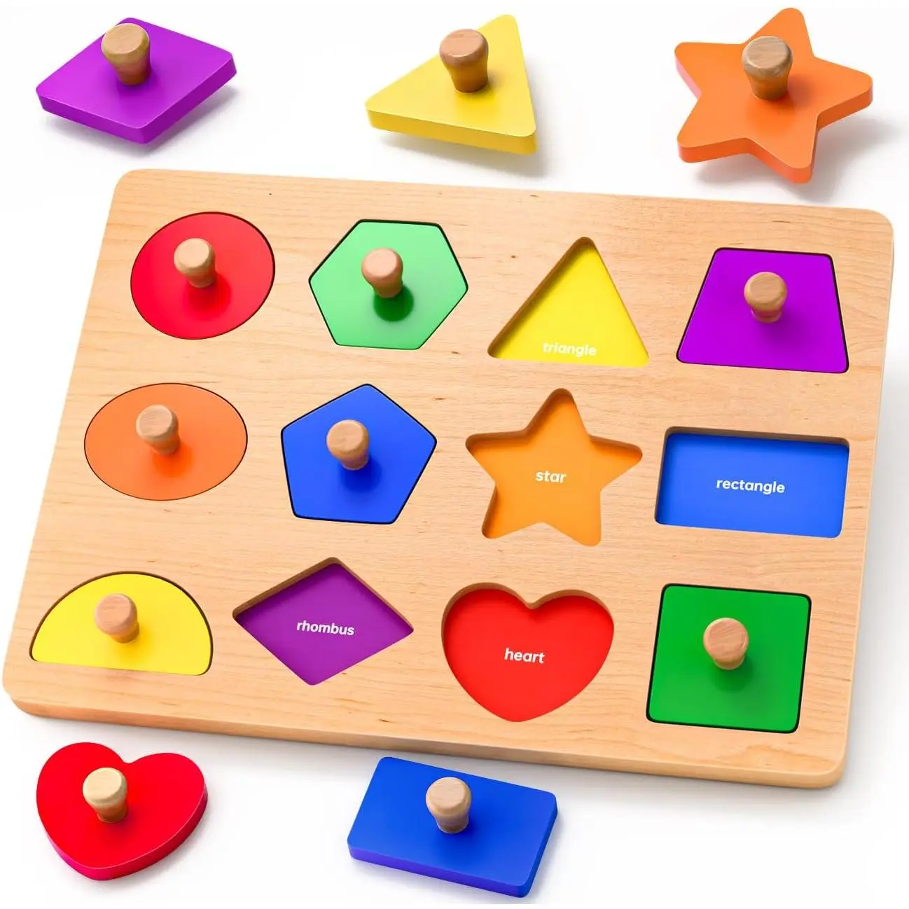 Wooden Shape Peg Puzzles for Toddlers 1 2 3 Year Old Boys Girls Gifts: Shape Sorter & Color Match Baby Puzzles 12-18-24 Months - Montessori Toys for 1 2 3 Year Old Toddler Learning Activitiesfidget toys