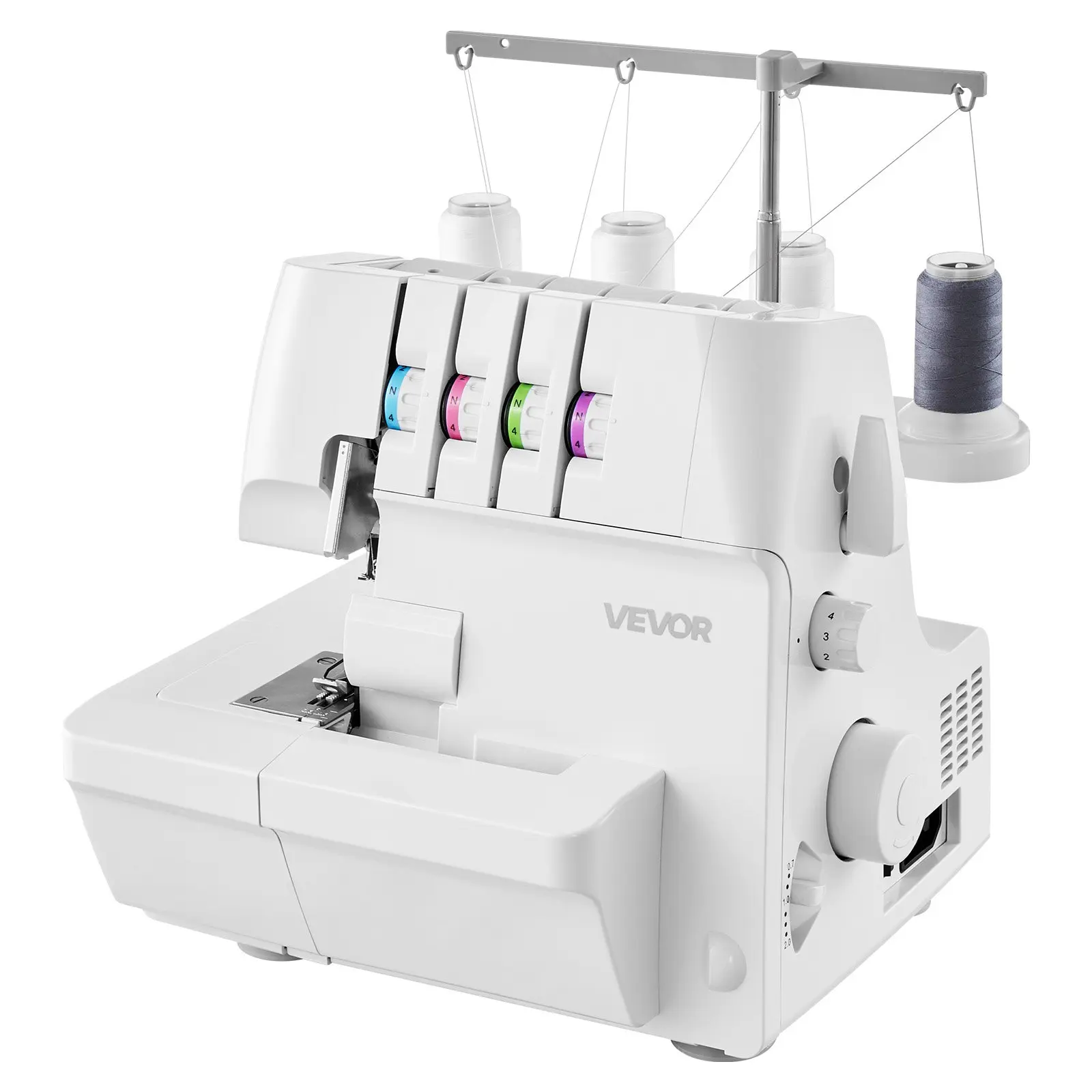 【DealsForYouDays】VEVOR Serger Overlock Sewing Machine, 1250 Stitches Per Minute, 2-3-4 Thread Capability, 0.7-2 Adjustable Differential Feed, with Free Arm and LED Light, Sewing Machine for Various Fabrics, White