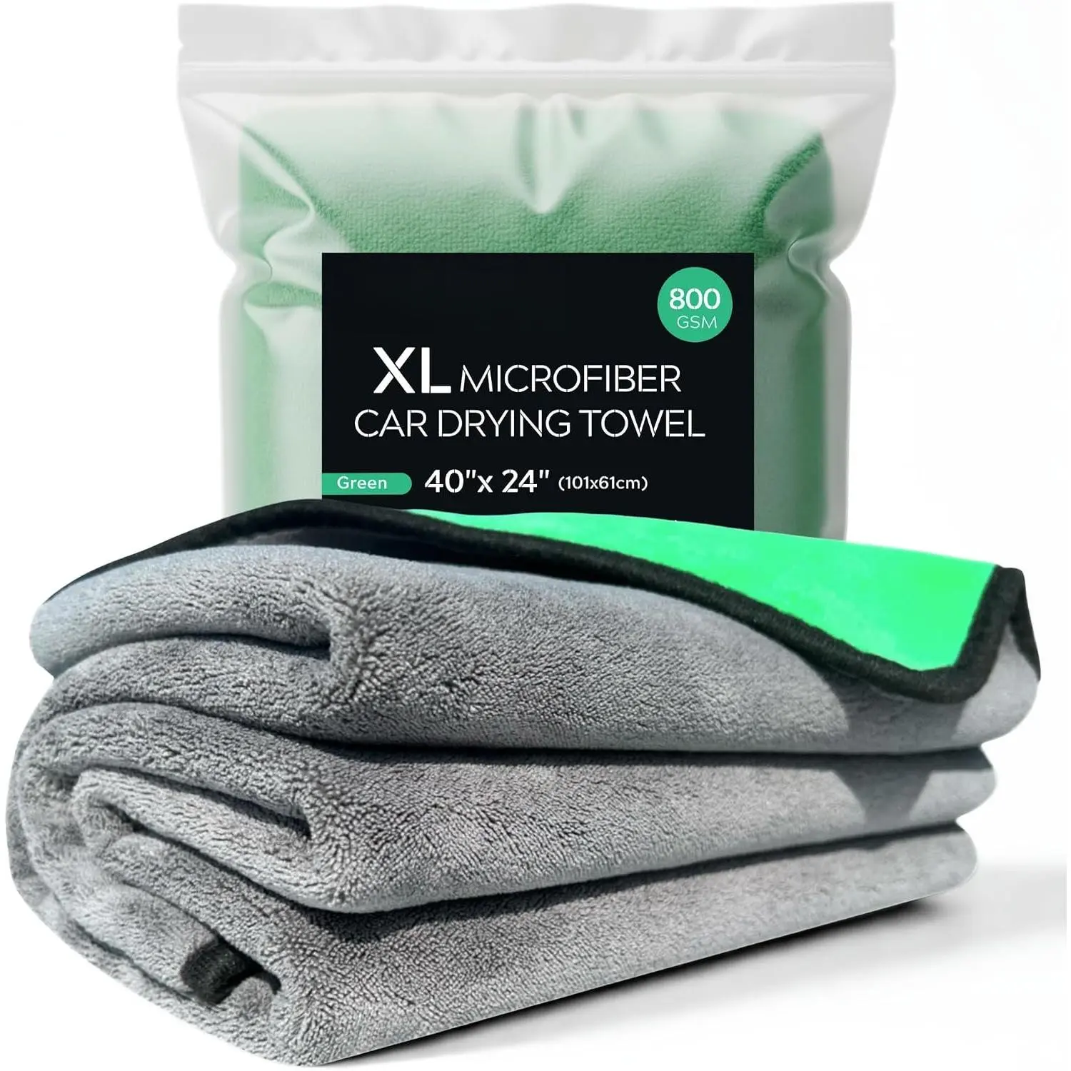 Drying Towel 40"x24", 800 GSM  Towel, (Green) | XL Professional Super Absorbent Drying Towels  Detailing,  Microfiber Drying Towels for , Double-Sided