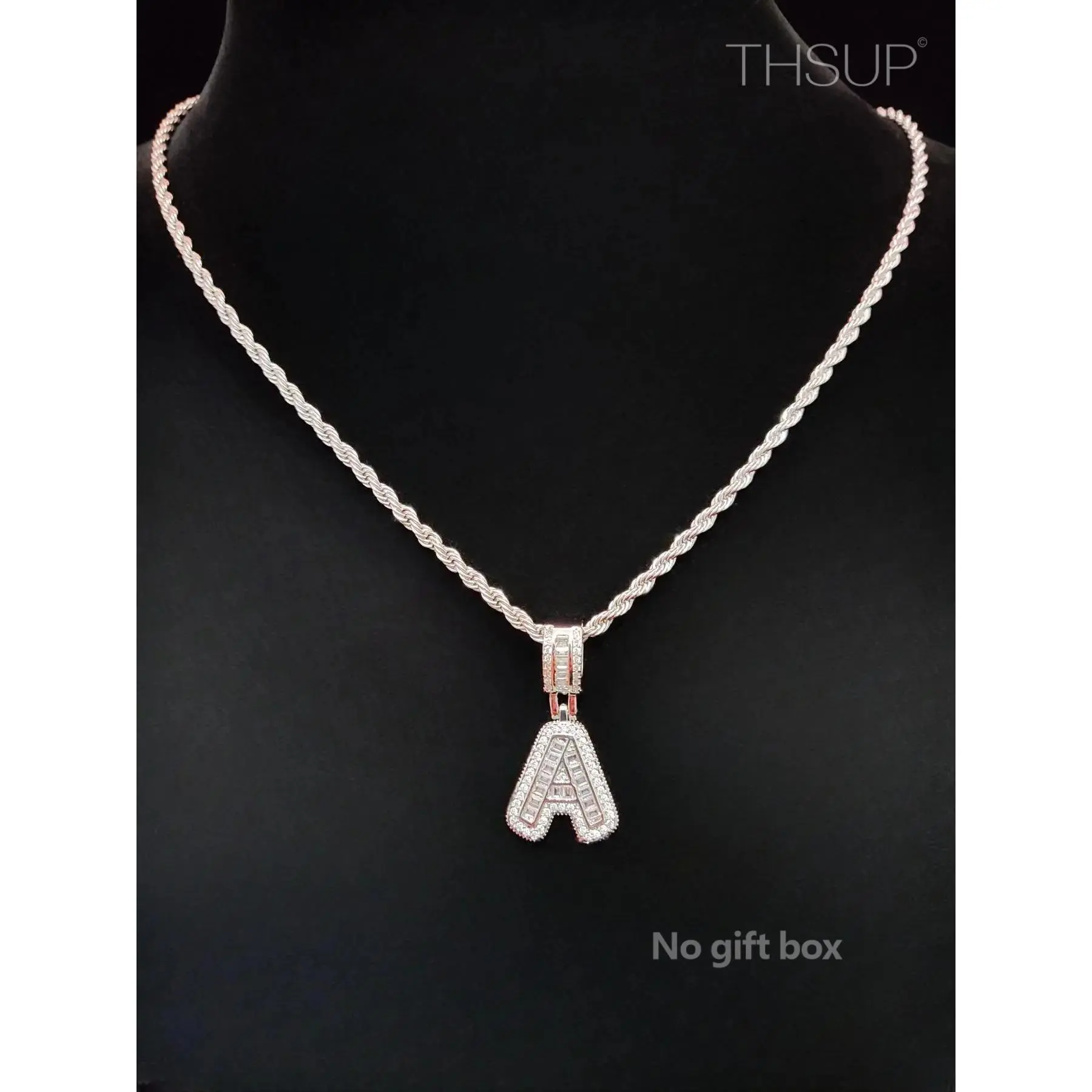 Simulated Zircon Letter Pendant Necklace, Trendy Initial Jewelry for Parties and Daily Wear, Versatile and Exquisite Birthday Gift, Personalized Alphabet Necklace THSUP