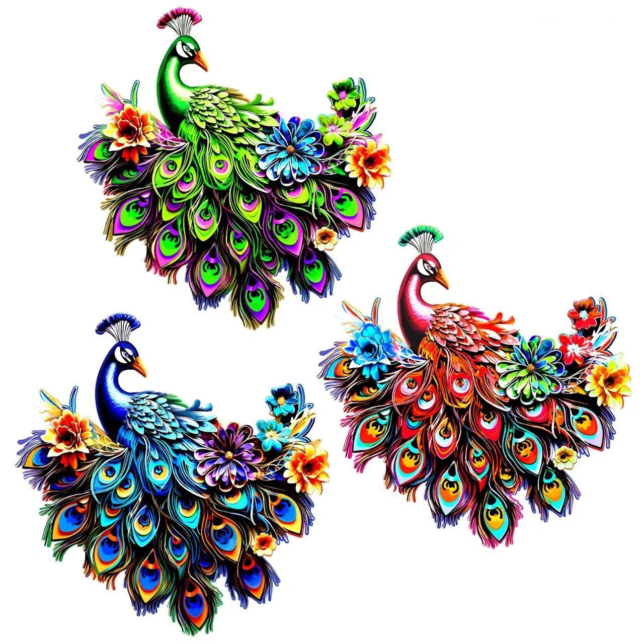 Colorful 3D Metal Peacock Wall Art Decor, Handmade Quilling Style Peacock Ornament for Garden Patio Home