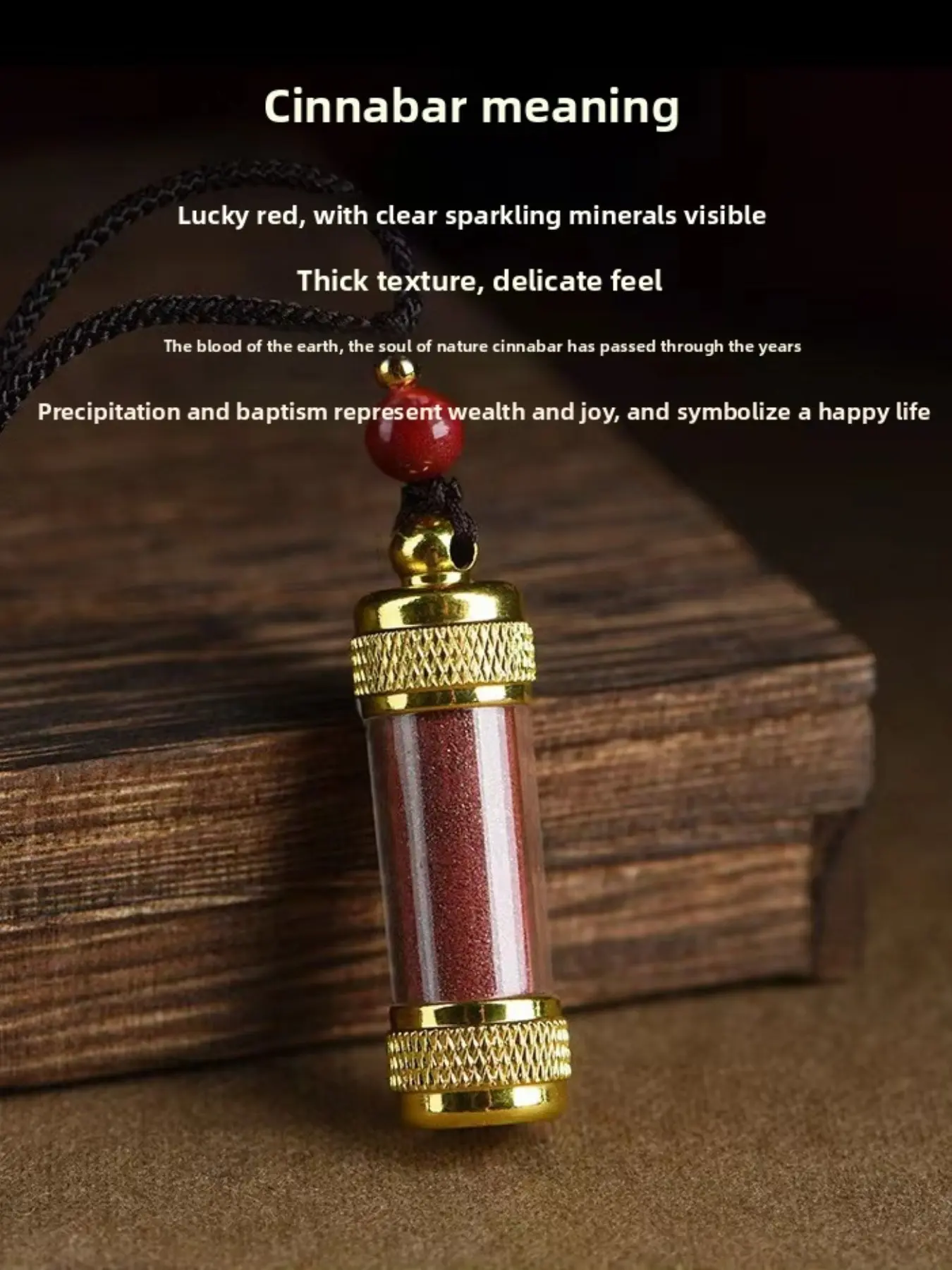 Authentic Cinnabar Pendant Necklace, Natural Cinnabar Stone Powder Chain, Men's Birth Year Charm, Portable Guardian Amulet
