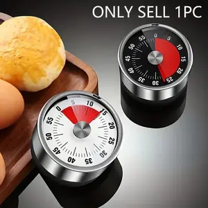 60 Minute Visual Countdown Timer Stainless Steel Surface Magnetic Back Loud Alarm Manual Mechanical Kitchen Timer For Cooking Study Work Kids Daily Household Use
