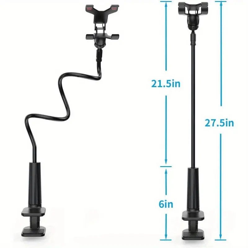 Bedside phone stand, flexible long-arm desktop phone stand, clip stand for 4.0-6.5-inch mobile phones, phone mount, file camera stand