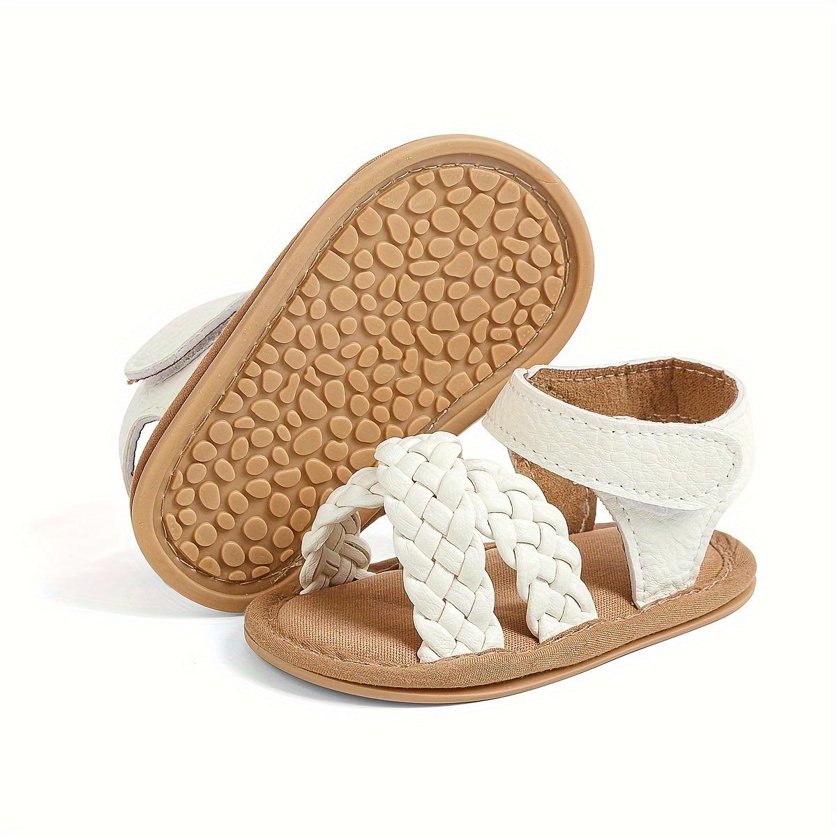 Casual Solid Color Open Toe Sandals Baby Girls, Breathable Lightweight Walking Shoes