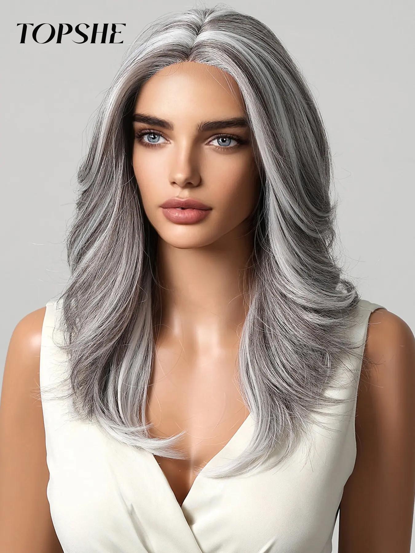 Elegant Long Curly Wig, Hand-Woven Lace, Breathable and Lightweight, Natural Look, Fashionable Style, Medium Length, All Seasons