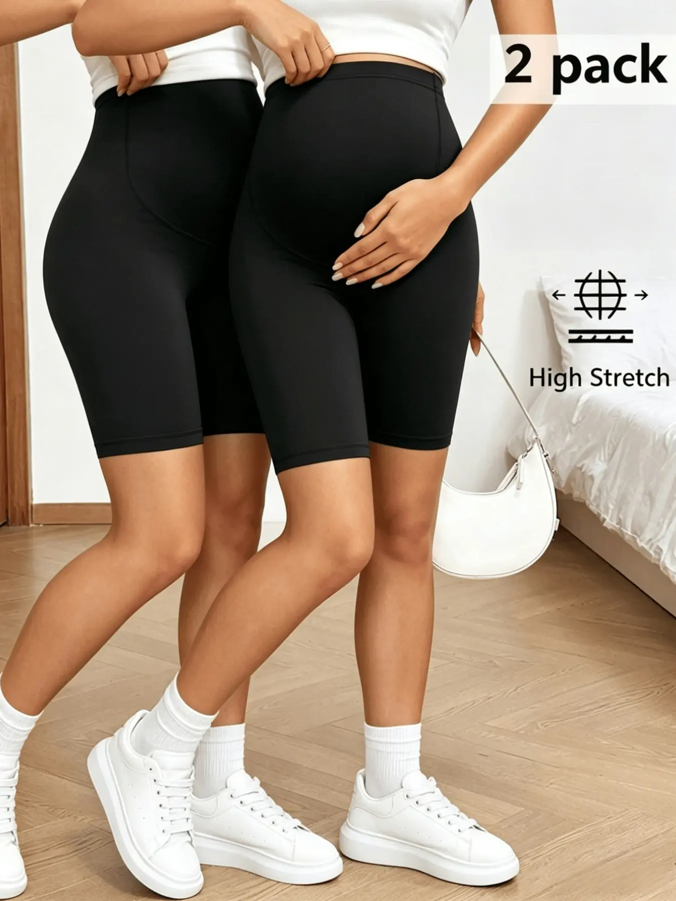 2-piece Maternity Shorts, Safety Pants, Summer Three-quarter Pants, Maternity Wear, Maternity Apparel, Maternity Clothing, Sports Running Fitness Yoga Pants, Casual Leggings, Maternity Workout Clothes