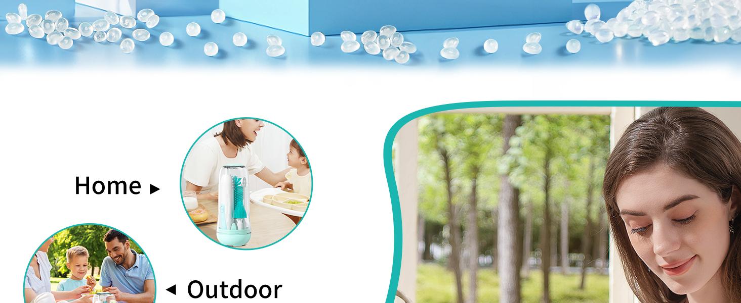 Electric Bottle Brush Cleaner, Portable Rechargeable Bottle Cleaner Kit for Travel with Silicone Nipple & Straw Brush, Drainage Rack, Storage Box(Green)