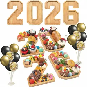 4PCS Wooden 2026 Number Charcuterie Board Box Graduation Decorations with 14 Balloons Fillable Food Graduation Party Supplies