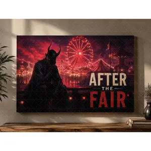"After The Fair" Gothic Carnival Canvas Wall Art, Dramatic Red Neon Fairground Print, Dark Aesthetic Mysterious Vibe, Living Room Bedroom Game Room Decor, Dark Art Lover Poster Gift,wall decor,poster.