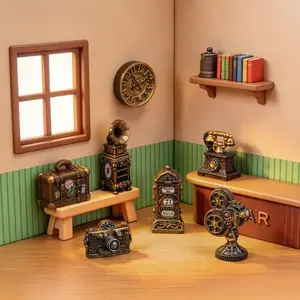 British Vintage Mini Resin Appliance 7Pcs Set Handmade DIY Mini Scene Decor Gifts for Collectors