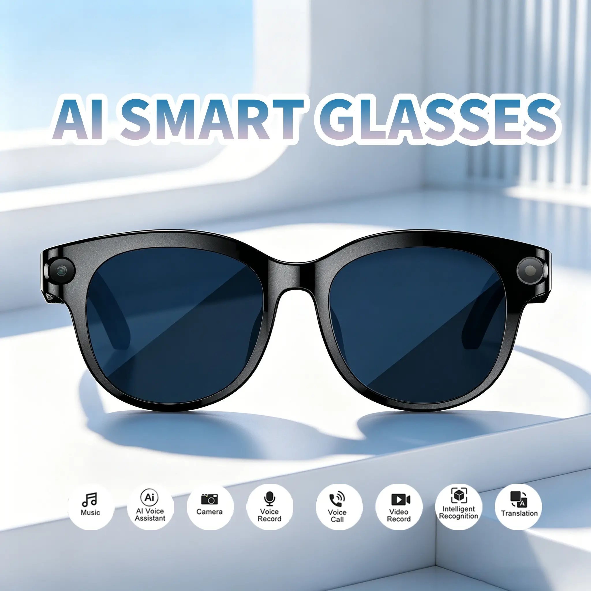 M89 Wireless Smart Glasses, Portable Lightweight Design, Travel Companion, Wearable HD Camera, Dual Ai Translation, Face Recognition, Multifunctional Smart Glasses
