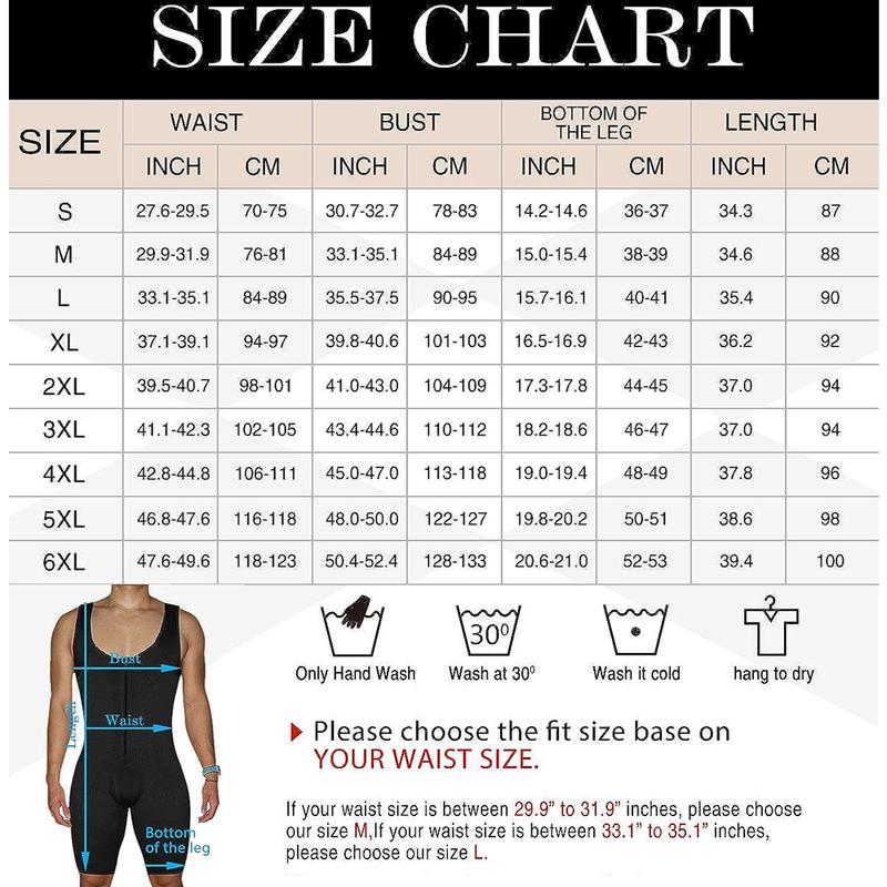 Men's Shapewear Bodysuit Tummy Control Compression Full Body Shaper with Zipper Workout Underwear Plus Size