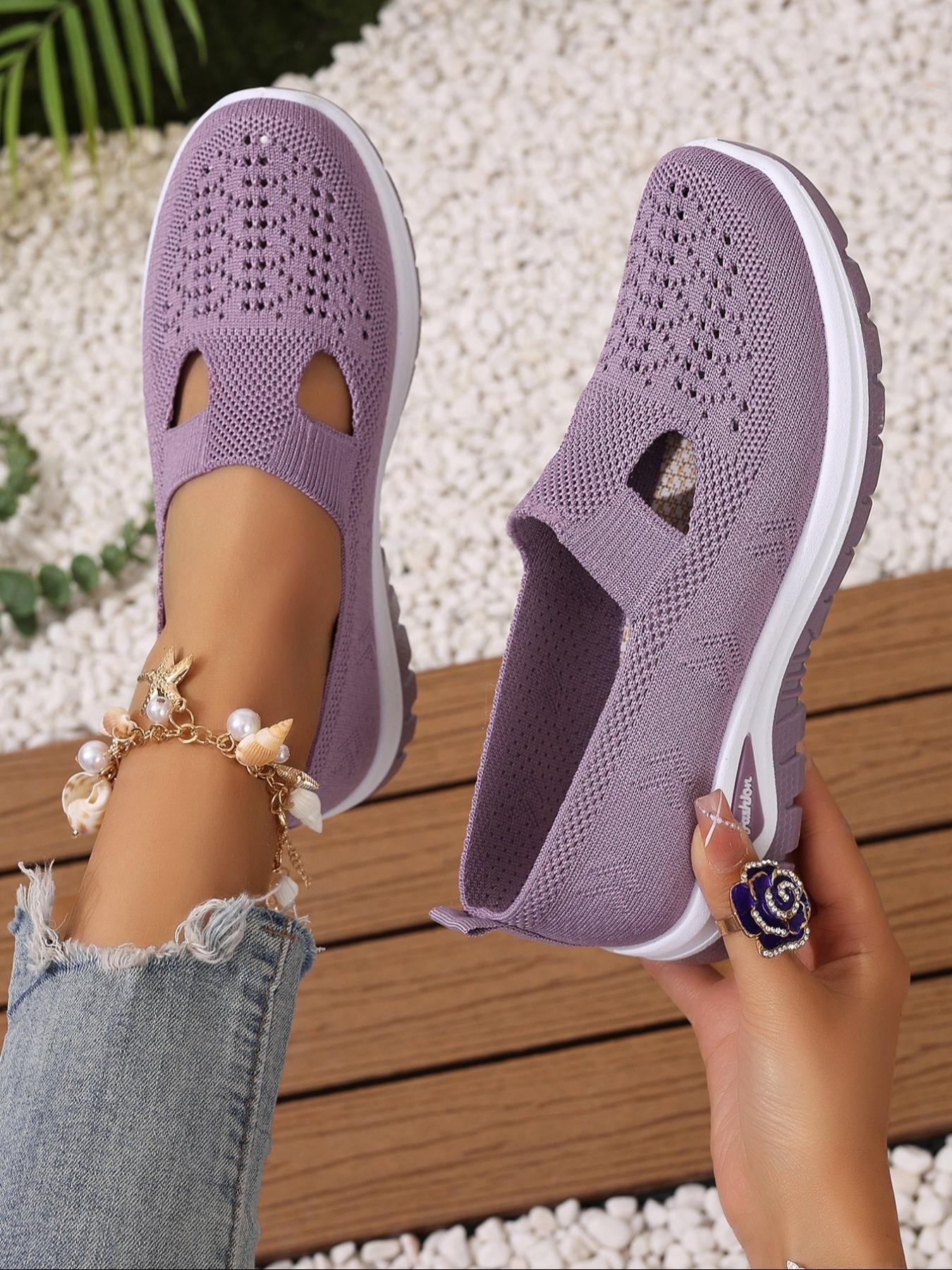 Women's Fashionable Plain Color Shoes, Casual Comfortable Breathable Shoes, Lightweight Slip Ons Breathable Shoes for Daily Wear