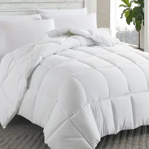 Down Alternative Comforter (White, King) - All Season Soft Quilted King Size Bed Comforter - Duvet Insert with Corner Tabs - Winter Summer Warm, 102x90 inches