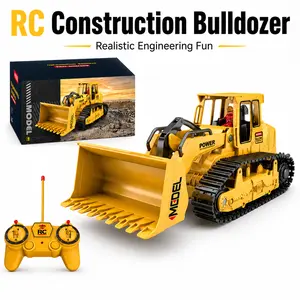 Remote Control Bulldozer Toy for Kids Boys Girls, 6CH RC Construction Vehicle with Flexible Bucket and Crawler Tracks, Rechargeable Engineering Truck Toy, Durable RC Tractor Gift for Birthday Christmas