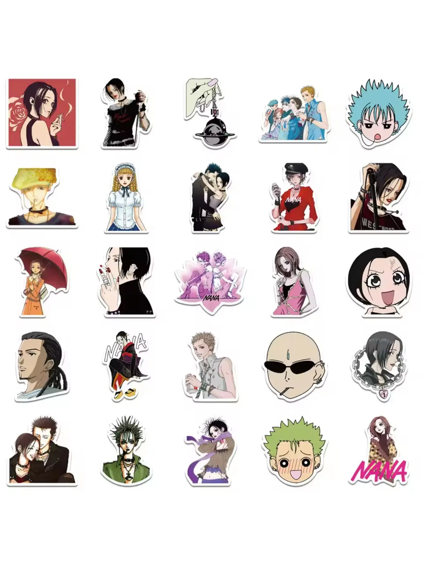 50pcs Nana Manga Aesthetic Stickers, Retro Punk Anime Style, Waterproof Durable, Rock Girl DIY Decorations for Cups Notebooks Helmets