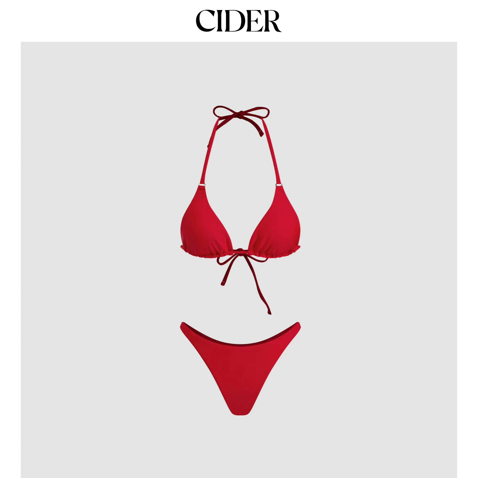 Cider Halter Neckline Triangle Bikini Set