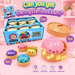 2/6/12pcs Surprise Blind Box Collection with Glossy Shiny Dumpling Baozi Squishies, Soft Sensory Pinch Fidget Gadget to Ease Mental Tension, Rare Exclusive Collectible Minimalist Workspace Ornament Portable Decompression Gift for Squishy Lovers