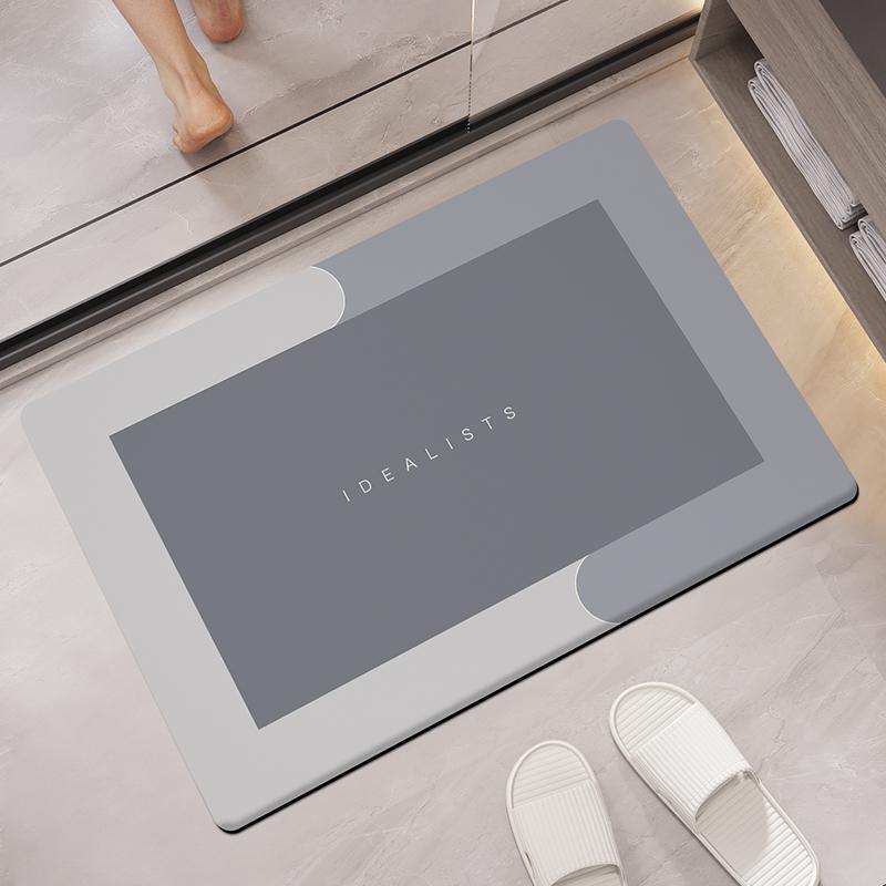 Letter Pattern Bathroom Mat, Diatomite Absorbent Non-slip Bath Mat, Rectangle Bathroom Accessories Doormat, Bathroom Decorative Mat, Bathroom Drying Doormat for Home Decor