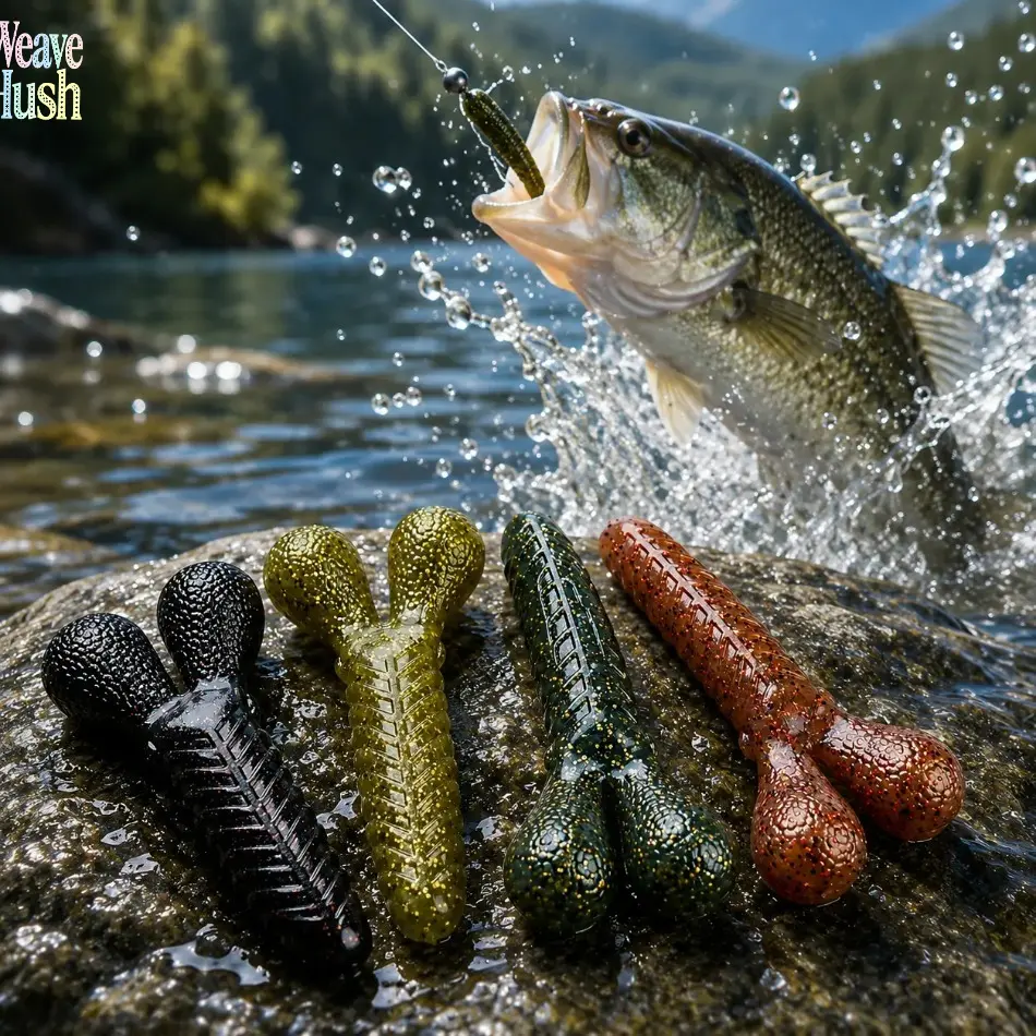 7-Pieces Silicone Shrimp Worm Fishing Lures, Lead-Free Drop Shot Baits with Lifelike Action, Finesse Tackle for Bass Trout Freshwater Fishing