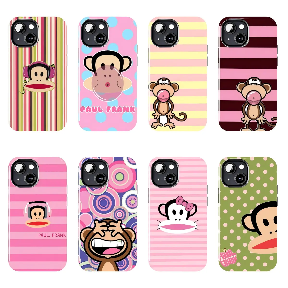 Paul Frank Julius Monkey Striped TPU Phone Case, Compatible with iPhone 11 Pro Max/Plus to 17, Samsung Galaxy S23 to 25