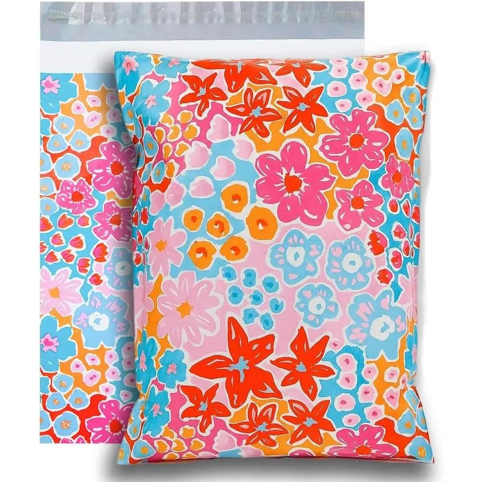 50pcs 14.5x19 Inches Poly Mailers Waterproof & Tear Resistant Mailing Envelopes, Cute Small Business Bags for Clothes, Gifts - Flowers