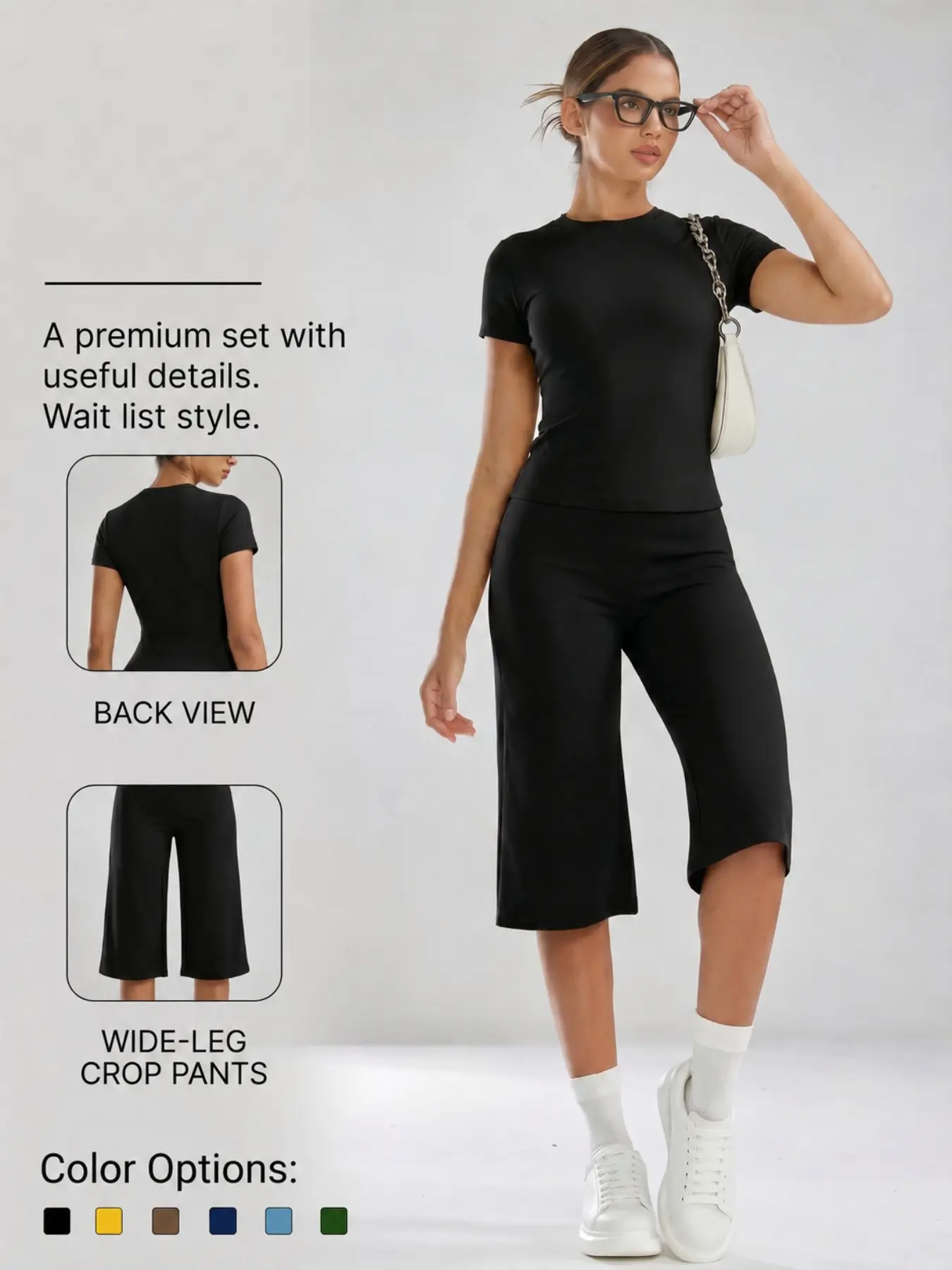 Women's Two-Piece Sporty Activewear Workout Set, Round Neck Short Sleeve T-Shirt and Wide Leg Shorts, Summer Casual Wear, Multiple Colors, Gym Friendly